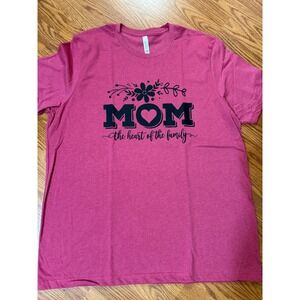 Bella Canvas Mom Heart of the Family Graphic T-Shirt, 2XL, New